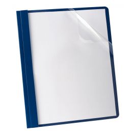Oxford® Linen Clear Front Report Cover Retail Packs, Letter, Navy, 5PK