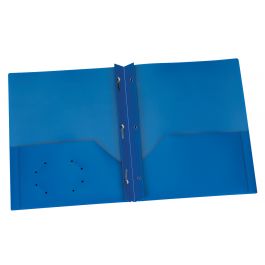 Blue Two Pocket Poly Portfolio with Prongs
