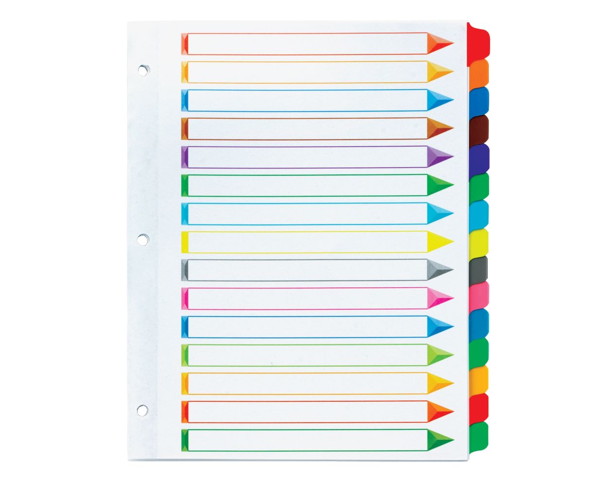 Oxford Omni-Dex Colour Coded Tab Dividers, 15 Tab, Assorted