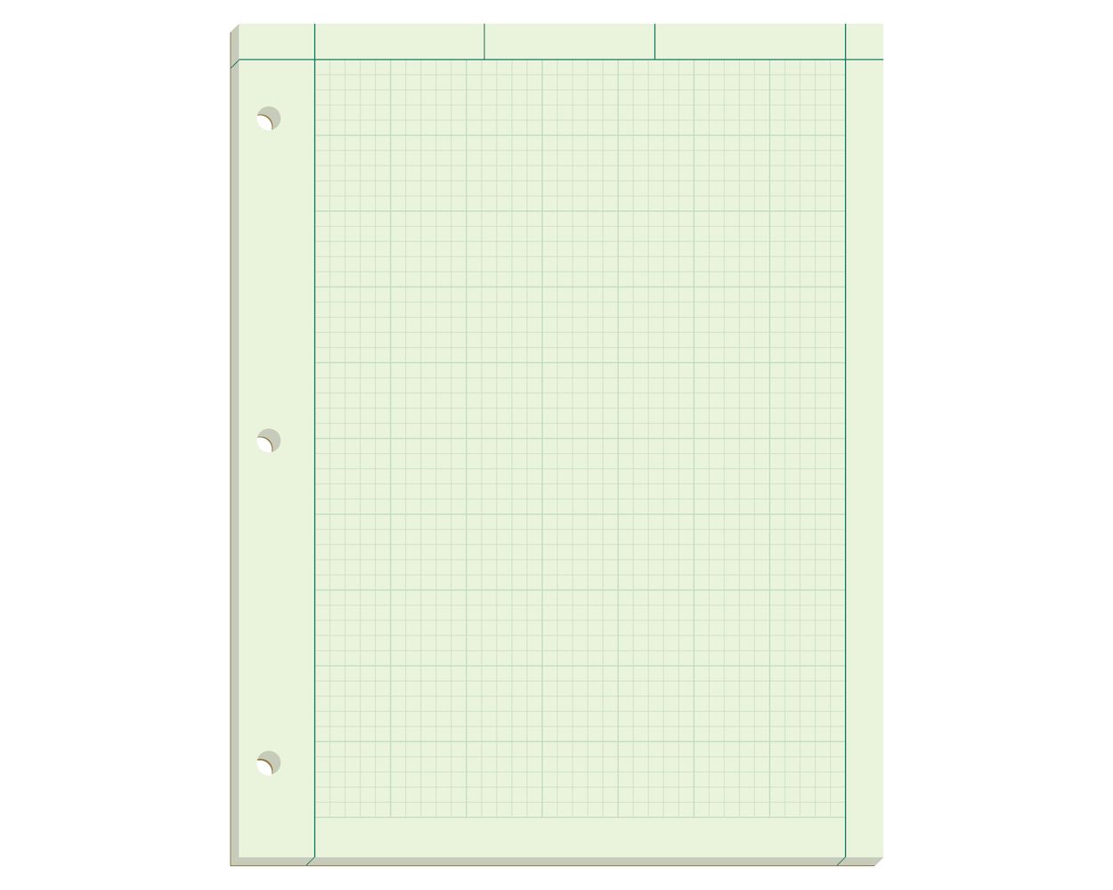 3-Hole Punched Green Tint Paper Glue Top TOPS Engineering Computation Pad 35500 8-1/2 x 11 100 Sheets 5 x 5 Graph Rule on Back 