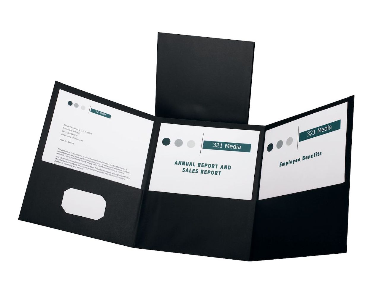 Oxford® Tri-Fold Pocket Folder, Letter Size, Black